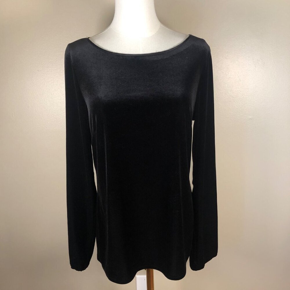 Laundry by Shelli Segal Long Sleeve Velvet Pullover Top with Back Cutout Size M